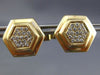 ESTATE LARGE 2.0CT DIAMOND 14K YELLOW 3D HEXAGON MENS CUFFLINKS & SHIRT STUD SET