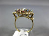 ANTIQUE WIDE AAA MULTI GEM 14KT YELLOW GOLD CLASSIC FLOWER BUTTERFLY FUN RING