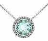 1.79CT DIAMOND & AAA AQUAMARINE 14KT WHITE GOLD 3D ROUND SOLITAIRE HALO PENDANT