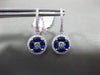 LARGE 1.94CT DIAMOND & AAA SAPPHIRE 18K WHITE GOLD ROUND FLOWER HANGING EARRINGS
