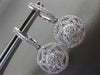 ESTATE LARGE .7CT DIAMOND 14K WHITE GOLD CIRCULAR FLOWER HUGGIE HANGING EARRINGS