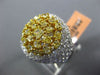 ESTATE LARGE 4.63CT WHITE & FANCY YELLOW DIAMOND 18K 2 TONE GOLD 3D CLUSTER RING