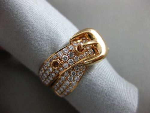 ESTATE WIDE 1.34CT ROUND DIAMOND 18KT ROSE GOLD 3D MULTI ROW BELT FUN RING VVS