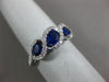 ESTATE 1.31CT DIAMOND & AAA SAPPHIRE 18K WHITE GOLD THREE STONE ANNIVERSARY RING
