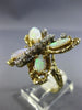 ANTIQUE LARGE 2.30CT DIAMOND & OPAL 14K TWO TONE GOLD HANDCRAFTED BUTTERFLY RING