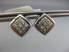 ESTATE LARGE .30CT DIAMOND 14K WHITE GOLD 3D CLASSIC SQUARE LOVE EARRINGS #21642