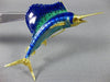 ANTIQUE AAA BLUE & GREEN ENAMEL 18KT YELLOW GOLD 3D SWORDFISH PIN BROOCH #21878