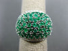 LARGE 2.47CT DIAMOND & COLOMBIAN EMERALD 18KT WHITE GOLD CLUSTER DOME SHAPE RING