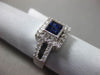 ESTATE WIDE 1.0CT DIAMOND & AAA SAPPHIRE 14KT WHITE GOLD 3D SQUARE HALO RING