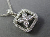 ESTATE .50CT DIAMOND 14K WHITE GOLD 3D OPEN FLOWER SQUARE FLOATING PENDANT CHAIN