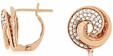 ESTATE .32CT DIAMOND 14KT ROSE GOLD 3D MULTI ROW CIRCULAR SWIRL CLIP ON EARRINGS