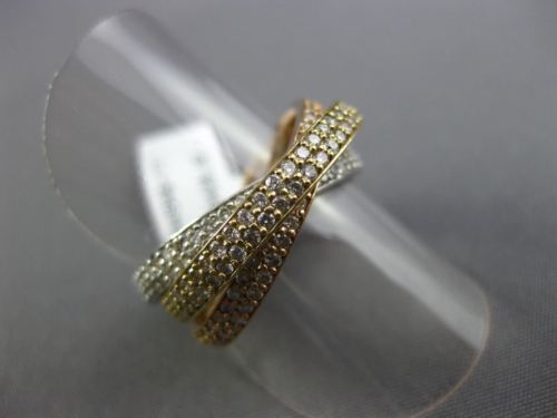 ESTATE LARGE 1.86CT DIAMOND 14KT CLASSIC TRI COLOR GOLD DOUBLE ROW TRINITY RING