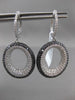 ESTATE LARGE 4.16CTW BLACK & WHITE DIAMOND 18KT WHITE GOLD OVAL HANGING EARRINGS