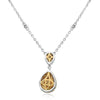 ESTATE 1.27CT WHITE & FANCY YELLOW DIAMOND 18KT 2 TONE GOLD PEAR SHAPE NECKLACE