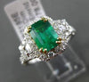 ANTIQUE 1.82CT DIAMOND & AAA EMERALD 18KT TWO TONE GOLD 3D HALO ENGAGEMENT RING
