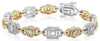 ESTATE 1.37CT ROUND DIAMOND 18KT TWO TONE GOLD 3D ROUND & SQUARE TENNIS BRACELET