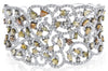 EXTRA LARGE 19.36CT MULTI COLOR DIAMOND 18KT WHITE GOLD FLORAL BANGLE BRACELET