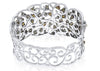 EXTRA LARGE 19.36CT MULTI COLOR DIAMOND 18KT WHITE GOLD FLORAL BANGLE BRACELET
