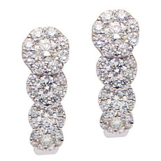 ESTATE 1.08CT DIAMOND 18KT WHITE GOLD 3D MULTI FLOWER JOURNEY HANGING EARRINGS