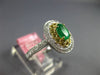 ESTATE .86CT WHITE & CANARY DIAMOND & AAA EMERALD 18K TWO TONE GOLD FLOWER RING