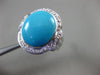 ESTATE LARGE .20CT DIAMOND & AAA TURQUOISE 14KT WHITE GOLD 3D FUN RING 20mm WIDE