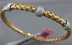 ESTATE .60CT DIAMOND 14KT WHITE & ROSE GOLD PAST PRESENT FUTURE BANGLE BRACELET