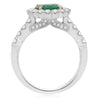 2.11CT DIAMOND & AAA COLOMBIAN EMERALD 14K TWO TONE GOLD 3D HALO ENGAGEMENT RING