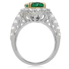 ESTATE LARGE 4.34CT DIAMOND & AAA EMERALD 14K TWO TONE GOLD OVAL ENGAGEMENT RING