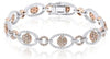 LARGE 4.60CT WHITE & PINK DIAMOND 14KT WHITE GOLD CLUSTER FLOWER TENNIS BRACELET