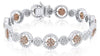5.4CT WHITE & PINK DIAMOND 14KT WHITE GOLD CLUSTER HALO CLASSIC TENNIS BRACELET