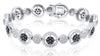 LARGE 5.30CT WHITE & BLACK DIAMOND 14KT WHITE GOLD CLUSTER HALO TENNIS BRACELET