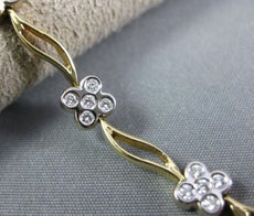 ANTIQUE 1.10CT DIAMOND 18KT WHITE & YELLOW GOLD 3D DAISY FLOWER BRACELET #1688