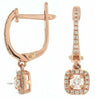 ESTATE .35CT DIAMOND 14KT ROSE GOLD 3D CLASSIC ROUND SQUARE LEVERBACK EARRINGS