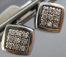 ESTATE LARGE .30CT DIAMOND 14K WHITE GOLD 3D CLASSIC SQUARE LOVE EARRINGS #21642