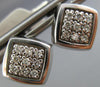 ESTATE LARGE .30CT DIAMOND 14K WHITE GOLD 3D CLASSIC SQUARE LOVE EARRINGS #21642