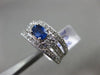 ESTATE WIDE 1.19CT DIAMOND & AAA BLUE SAPPHIRE 14K WHITE GOLD 3D ENGAGEMENT RING