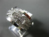 ANTIQUE WIDE .74CT DIAMOND 14KT WHITE GOLD 3D ROUND SQUARE LINK FUN RING #15742