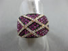 ESTATE LARGE .79CT DIAMOND & PINK SAPPHIRE 18K ROSE GOLD 3D CRISS CROSS FUN RING