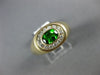 ESTATE 1.25CT DIAMOND & AAA GREEN GARNET 14KT YELLOW GOLD OVAL CLASSIC MENS RING