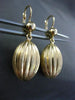 ESTATE WIDE 14KT YELLOW GOLD 3D OVAL MELON SHAPE ELONGATED HANGING EARRINGS