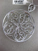 ESTATE EXTRA LARGE 2.55CT DIAMOND 14K WHITE GOLD 3D OPEN FILIGREE FLOWER PENDANT