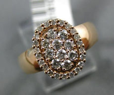 ESTATE WIDE .45 DIAMOND 14KT ROSE GOLD 3D PAVE OVAL CLUSTER LOVE PROMISE RING