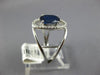 ESTATE LARGE 1.53CT DIAMOND & AAA SAPPHIRE 14KT WHITE GOLD OVAL ENGAGEMENT RING