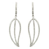 ESTATE .60CT DIAMOND 18K WHITE GOLD CLASSIC LEAF TEAR DROP LOVE HANGING EARRINGS
