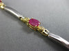 ESTATE 2.10CT DIAMOND & AAA RUBY 14KT TWO TONE GOLD THREE STONE TENNIS BRACELET