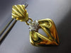 ANTIQUE LARGE .15CT DIAMOND 18KT 2 TONE GOLD TRIANGULAR HANGING EARRINGS #20582
