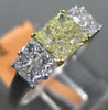 ESTATE 1.09CT WHITE & FANCY YELLOW DIAMOND 18KT 2 TONE GOLD 3D ANNIVERSARY RING