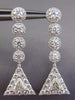 ESTATE LARGE 2.76CT ROUND & TRILLION DIAMOND 18KT WHITE GOLD 3D HANGING EARRINGS