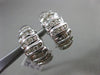 ESTATE 1.25CT DIAMOND 14KT WHITE GOLD 3D MULTI ROW WAVE HANGING CLIP ON EARRINGS