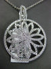 ESTATE LARGE 1.63CT DIAMOND 18KT WHITE GOLD 3D ROUND FLOWER FLOATING PENDANT